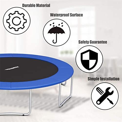 Trampoline Cover Fits 6ft16ft Blue Safety Pad Protector Round Spring Cover Replacement Mat For Bounce Frame 2