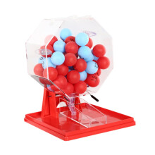 Lotto Ball Machine, Game Cage and Balls Gift Number Picker Lottery Machine Bingo Machine for Party, Game Night, Barbeque, Player, Red Blue Balls