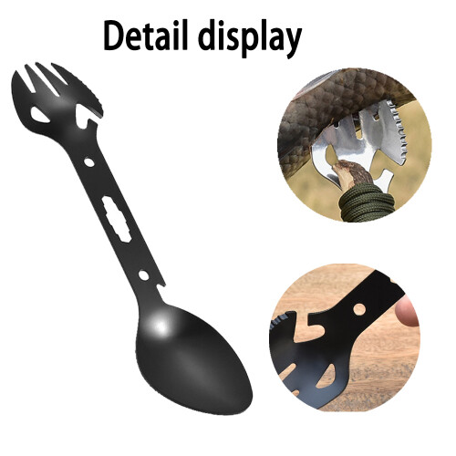 Πολυχρηστικό κάμπινγκ Spork, από ανοξείδωτο ατσάλι, λειτουργικό φαγητό, 2