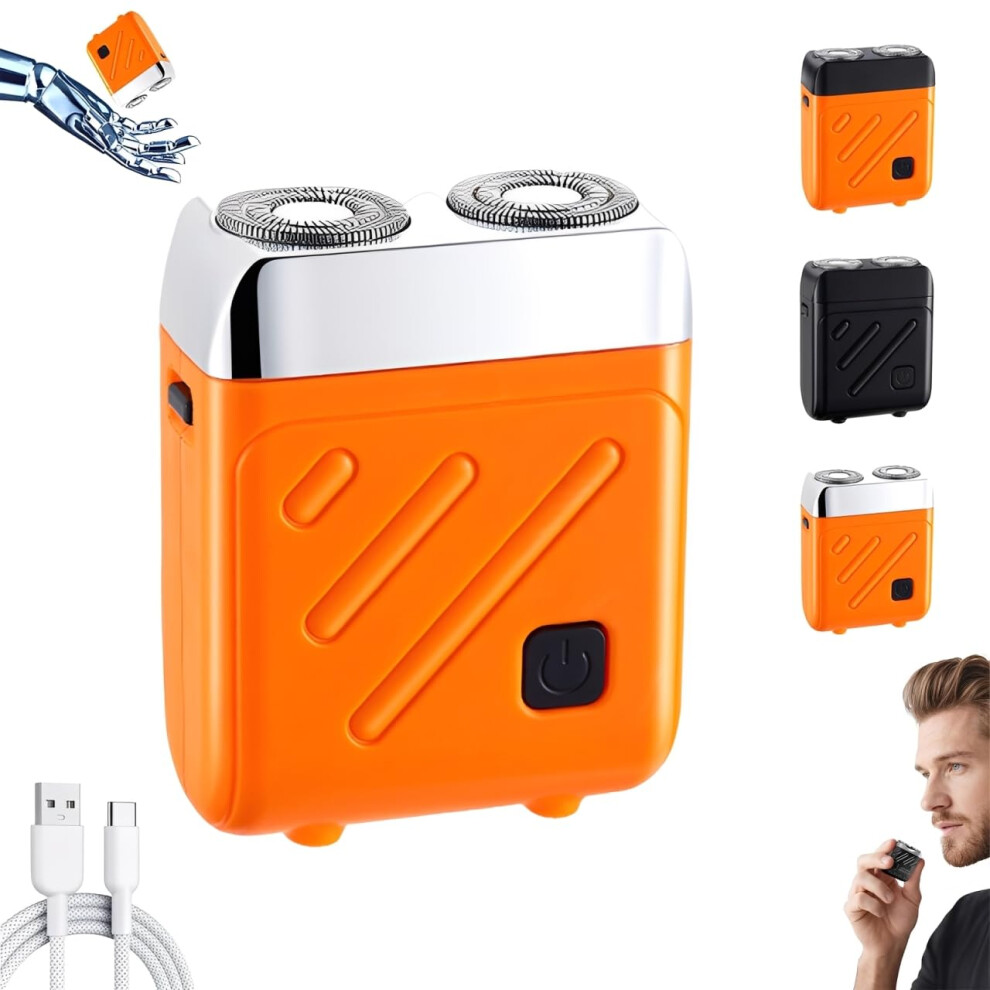 Orange/Silver Shaver Dualhead Waterproof Rechargeable Electric Razor Mini Wet Dry Shaving Portable And