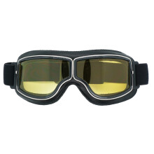 Schutzbrille für Sport und Freizeit mit UV-Schutz, beschlagfreie Motorradbrille im klassischen Pilotenstil, Lederbrille mit kratzfesten Gläsern und
