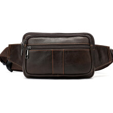 Udendørstaske til aktiv livsstil, vandafvisende lille mavetaske med ægte læderbeklædning, crossbody-taske med justerbar rem, multifunktionel