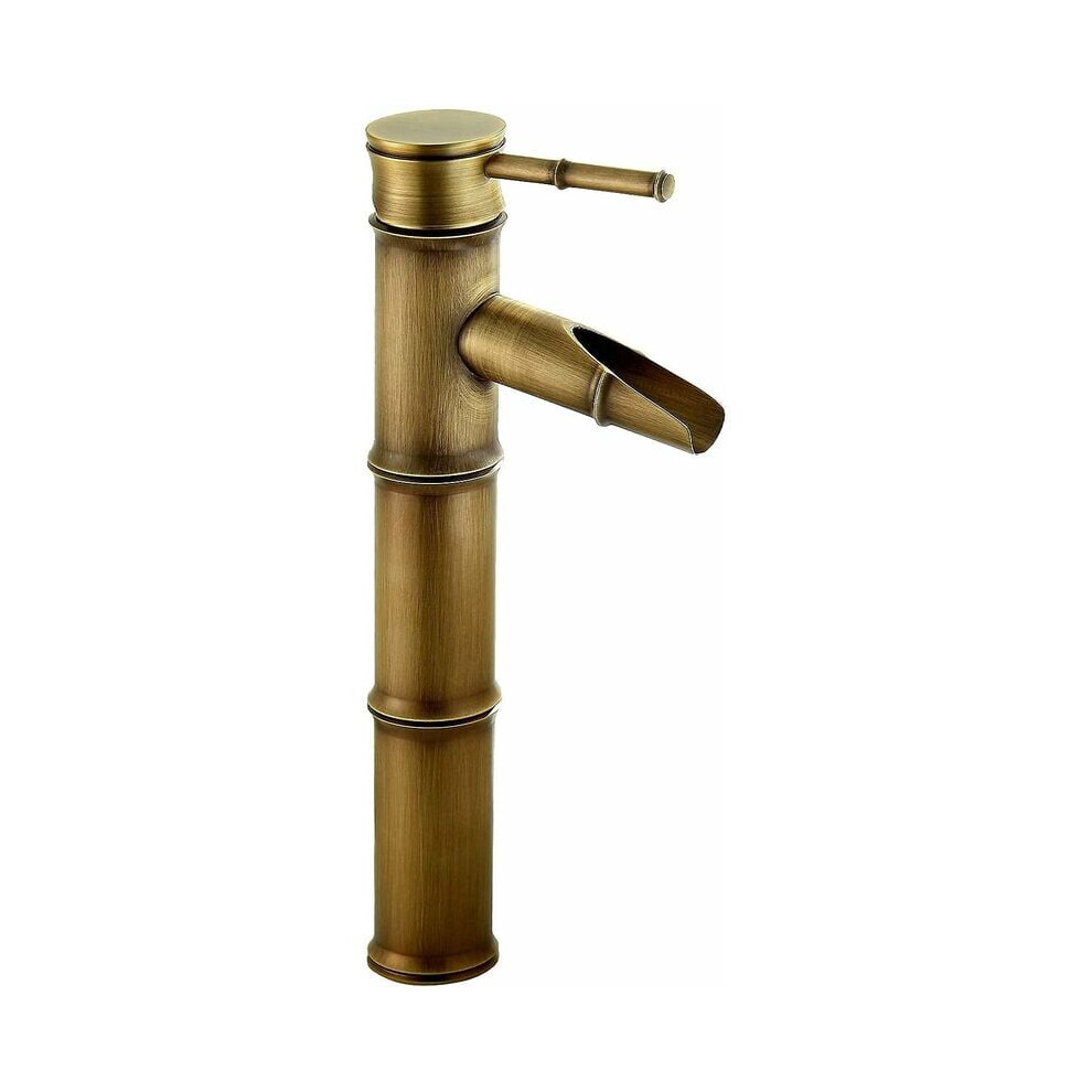Elegant Bamboo Inspired Basin Mixer Tap, Brass Construction Resistant To Scratches And Tarnishing For Kitchen Or Bathroom Sink Area, Brushed Surface T