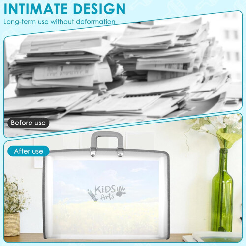 MultiLayer Document File Folder Double Caption Double Zipper Class File Storage Portfolio for Teachers and Painters (Transparent) 2