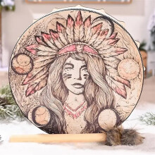 Holiday Hand Drum, Sound Healer, Spiritual Music, Drumsticks, Shamanic Drum, Meditation, Yoga, Interior Decoration, Frame Drum (GirlA) 25cm GirlA