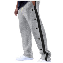 Jogging Bottoms Trousers Side Button Placket Open Button Up Trousers PostOperative Lightgrey Size L Wide Leg