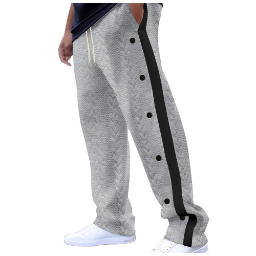 Jogging Bottoms Trousers Side Button Placket Open Button Up Trousers PostOperative Lightgrey Size L Wide Leg