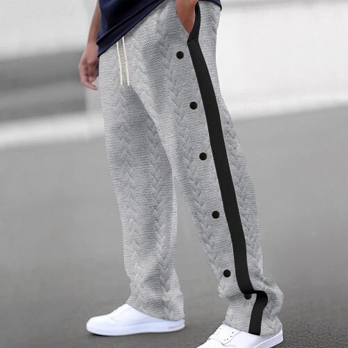 Jogging Bottoms Trousers Side Button Placket Open Button Up Trousers PostOperative Lightgrey Size L Wide Leg 1