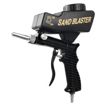 Sandblasting with Compressed Air Sandblasting Equipment For Rust Removal On Metal And Wood Black Finish