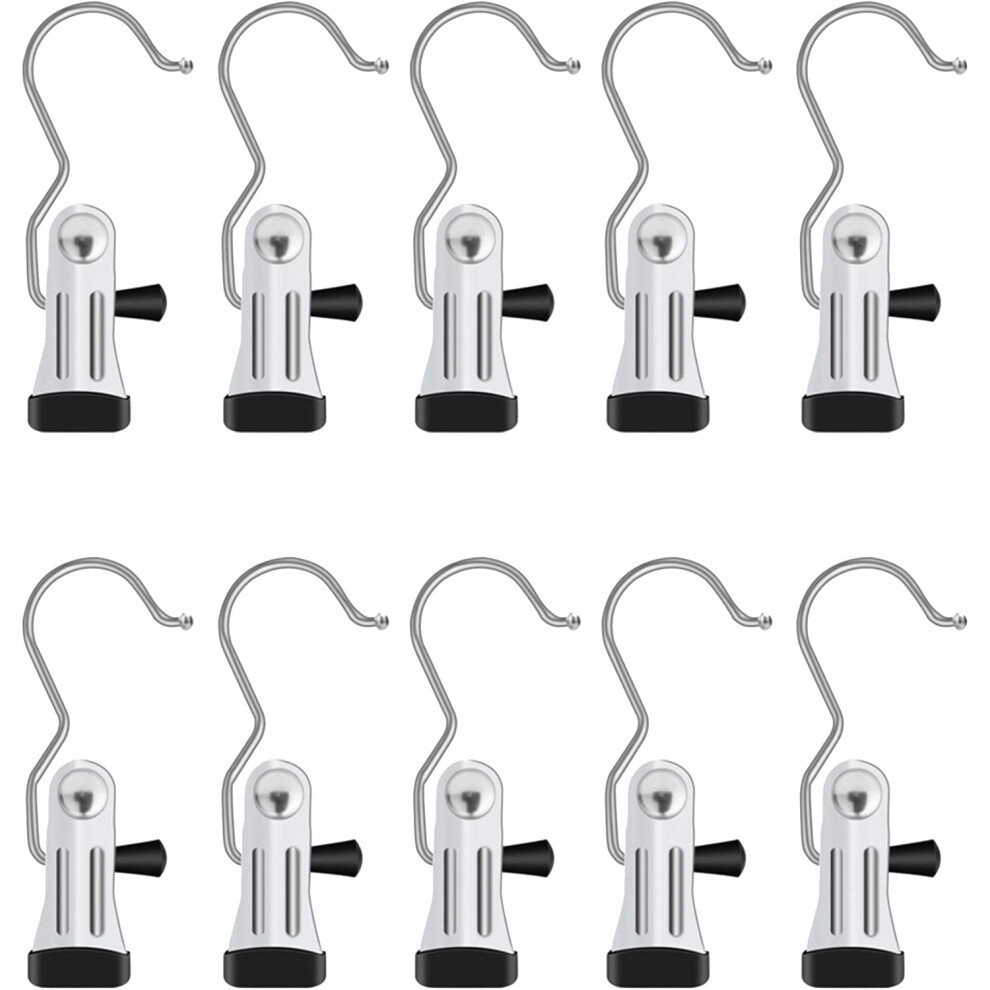 Versatile Laundry Organizers, Stainless Steel Construction Strong Clamping Force Hanging Clips For Closet And Travel (10Pcs) 9454554858685
