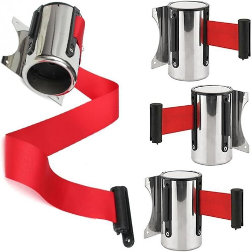 Stainless Steel Barrier Posts Wall Mounted Passenger Control System with Retractable Webbing 2 m Length 2