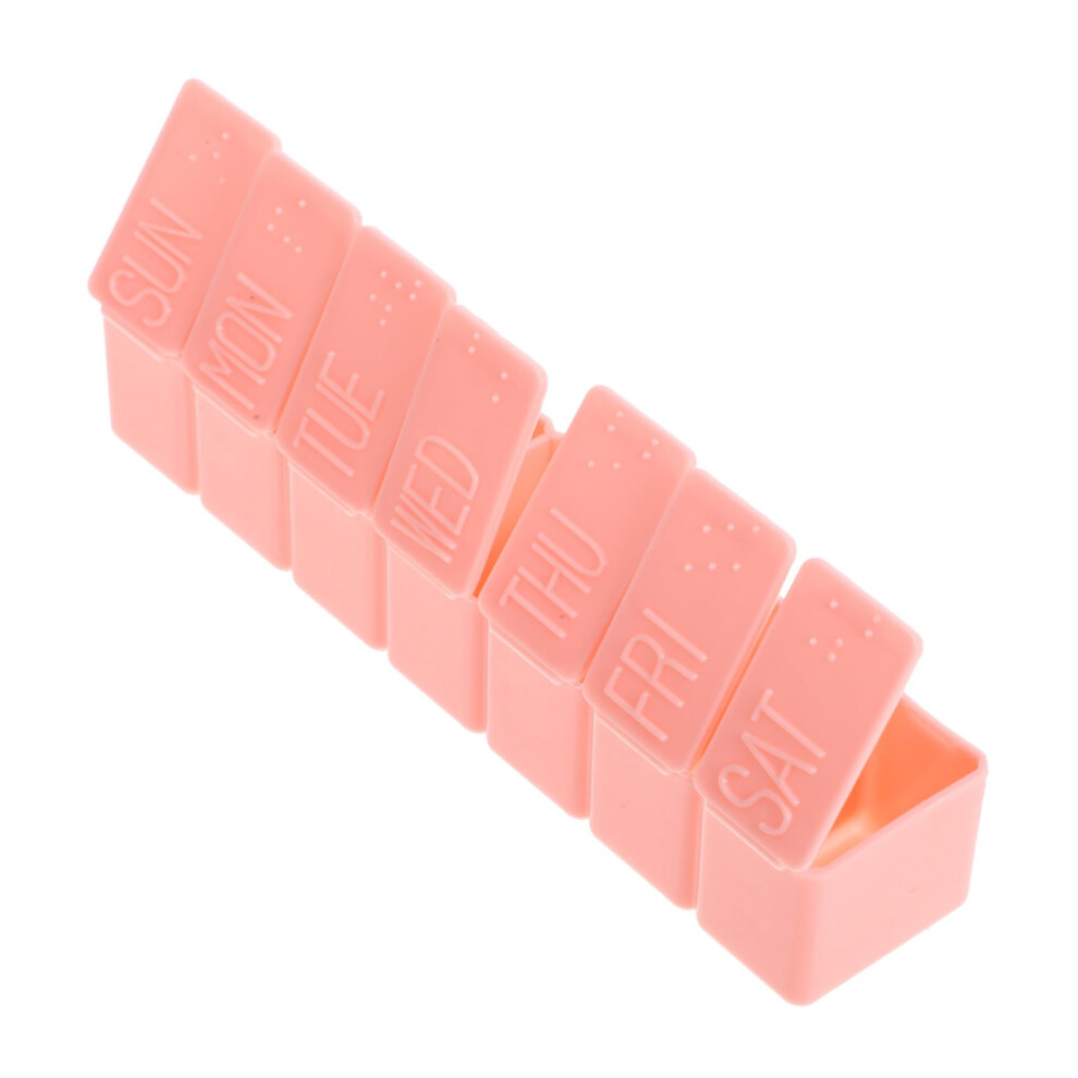 Portable Slot Weekly Medicine Case With Individual Sealing Lids Compact Long Narrow Pill Organizer For Travel Use