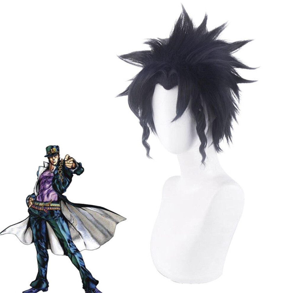 Anime Cosplay Wig Black Dark Blue HeatResistant Synthetic Hair For Halloween
