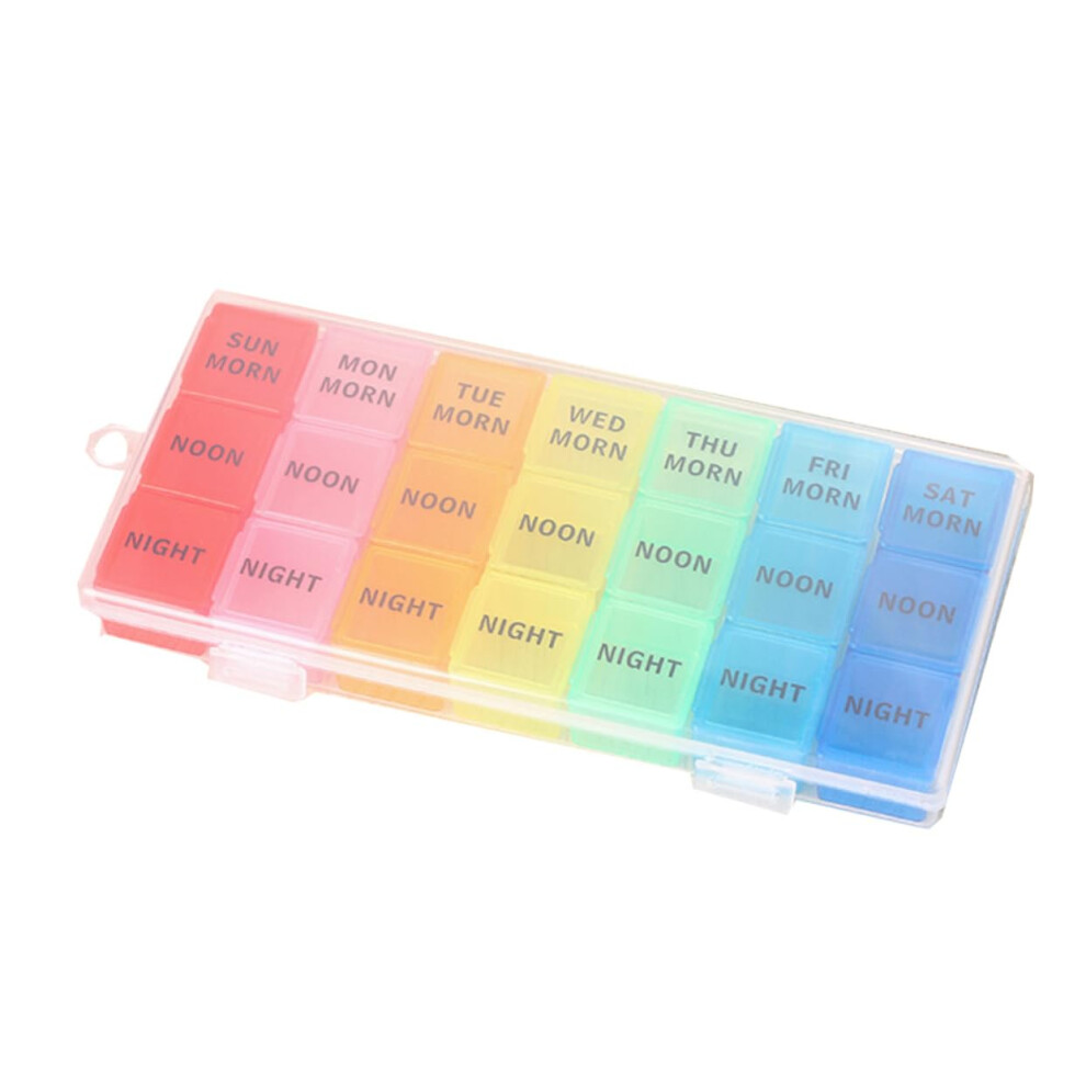 Pill Organizer 21Grid Portable Travel Case Moistureproof Weekly Pill Box Colorful For Vitamins And Medication