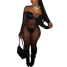 Lingerie for Women Sexy Body Mesh Bodystocking Fishnet Tights Sheer Jumpsuit One size fits all black