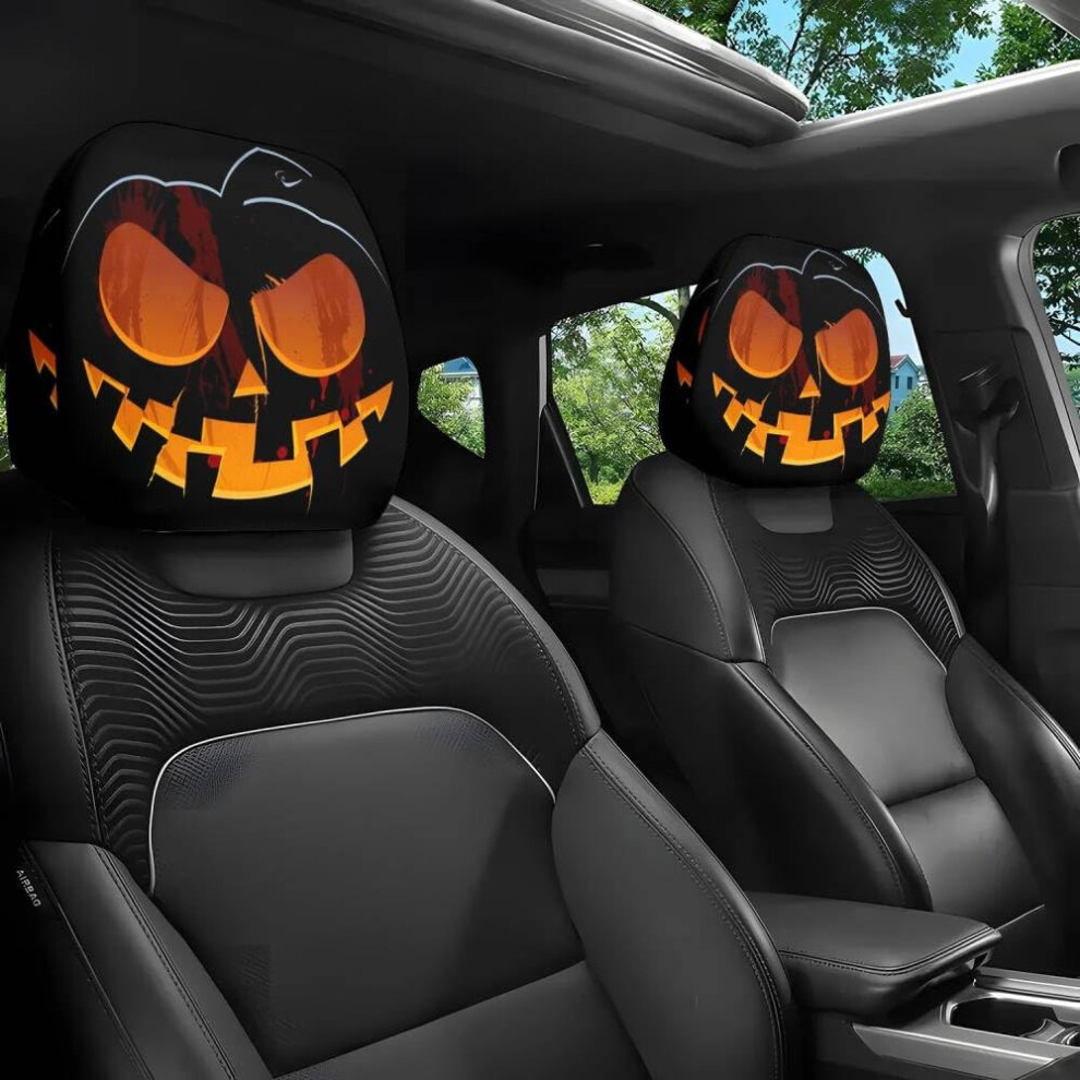 Halloween Car Headrest Covers, Scary Elastic Breathable Seat Covers For Driver And Passenger, 1 Pair 9001264383701