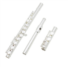 16hole flute, C key, silver red purple flute, E key, student adult professional musical instrument flute (silver)