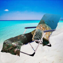 3D Sun Lounger Beach Towel with Pockets Animal Print Beach Chair Cover Chaise Lounge Towel Cover 75x210cm Brown