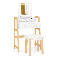 Cabeleireiro - HELLOSHOP26 - Espelho iluminado LED - 3 gavetas - Design elegante - Branco