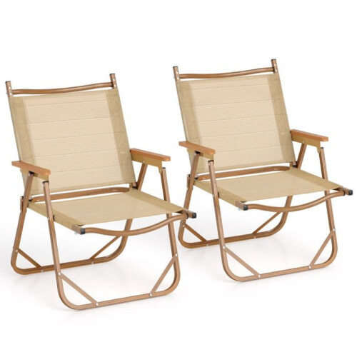 Gartenstühle - HELLOSHOP26 - Set von 2 - Klappbar - Leicht - Beige Aluminium