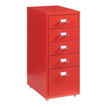 Bureau caisson - HELLOSHOP26 - Rollende kast - 5 lades - Metaal - Rood