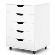 Mobiele caisson - HELLOSHOP26 - 5 lades - Composiet hout - Wit - 49 x 40 x 65 cm