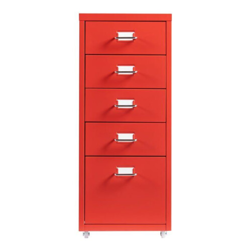 Bureau caisson - HELLOSHOP26 - Rollende kast - 5 lades - Metaal - Rood 1