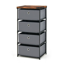 Cômoda - HELLOSHOP26 - 4 gavetas - Tecido não-tecido - Metal - 42x33,5x84,5 cm