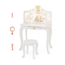 Penteadeira para crianças - HELLOSHOP26 - 80x40x106 cm - Espelho dobrável - LED 3 cores - 1 gaveta