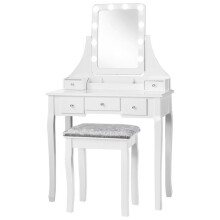 Toallero - HELLOSHOP26 - Espejo giratorio - 10 luces LED - 5 cajones - Blanco