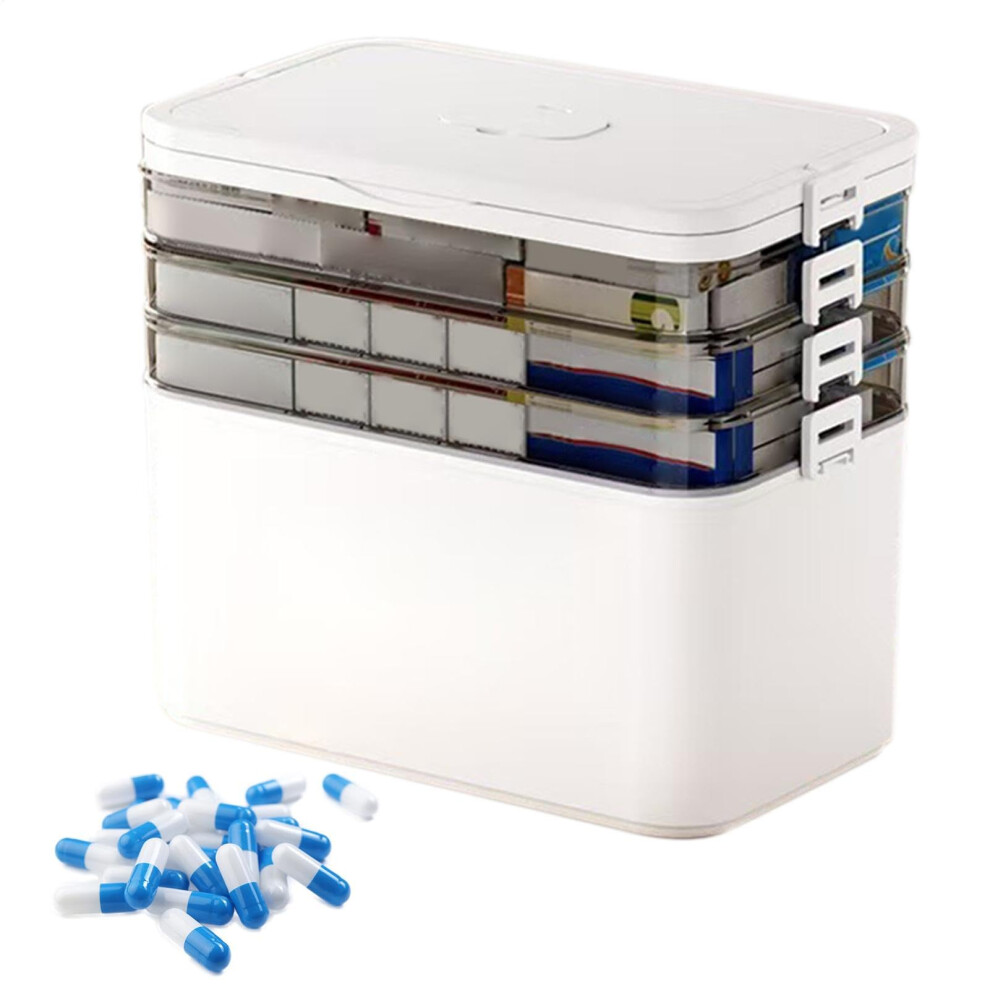 Gray/Light Medicine Storage Box Waterproof Pill Organizer Multilayer Cabinet Organizer Large Capacity Fourtier Home Storage
