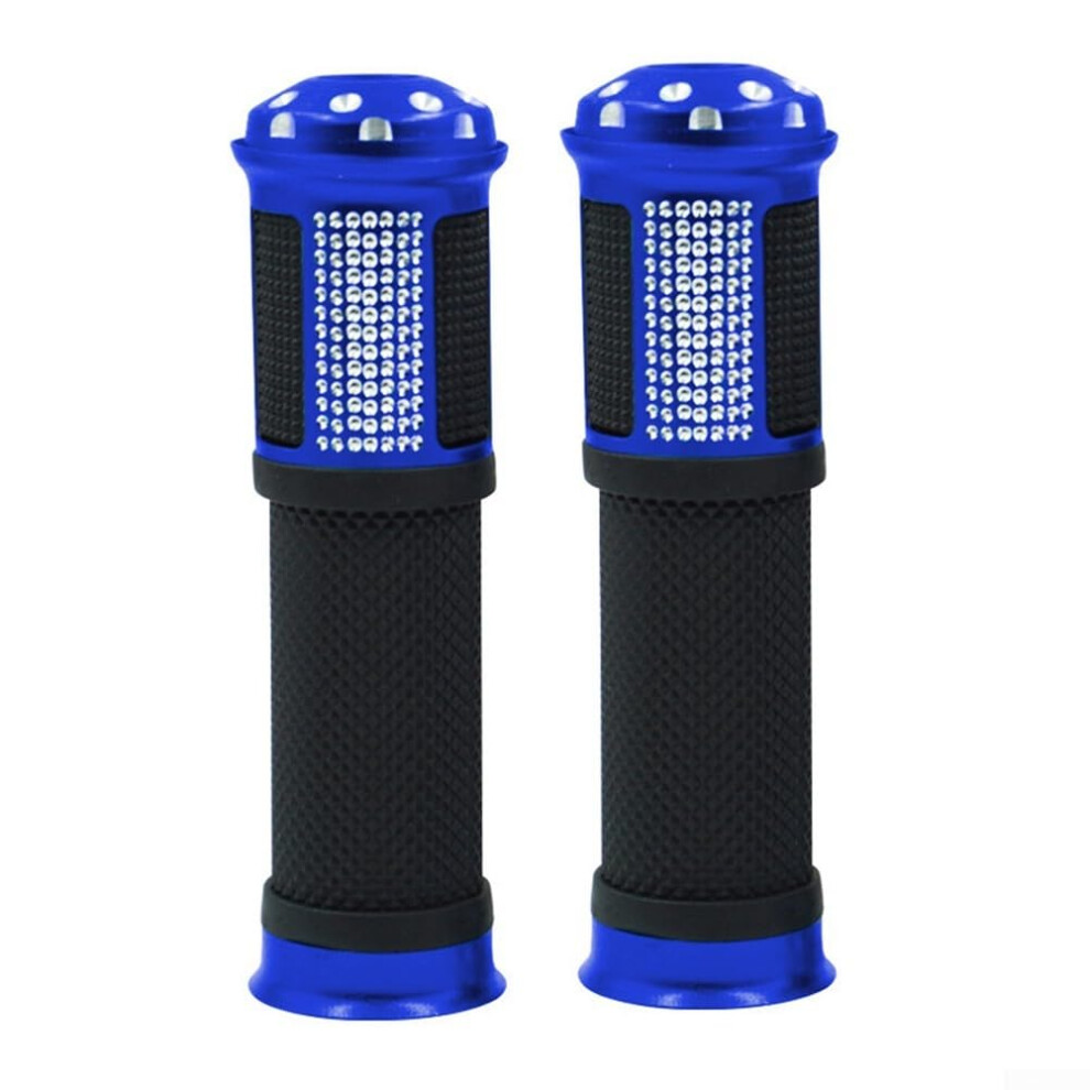 Motorcycle Handlebar Grips Aluminum Alloy Antislip Rubber Vibration Damping Compatible With Most Models Blue 9119770226693