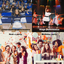 Pompons de cheerleading avec poignée de bâton, banderoles métalliques légères et réutilisables pour les encouragements sportifs, la danse et