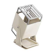 Cutter Holder 9Slot Knife Rack With Drain Tray, 30Degree Rotating Cutter Storage, White Countertop Kitchen Organizer