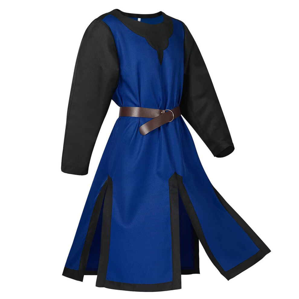 Blue Medieval Clothing Men's Crusader Knight Costume Viking Tunic Cosplay Outfit 3XL Carnival Halloween Parties