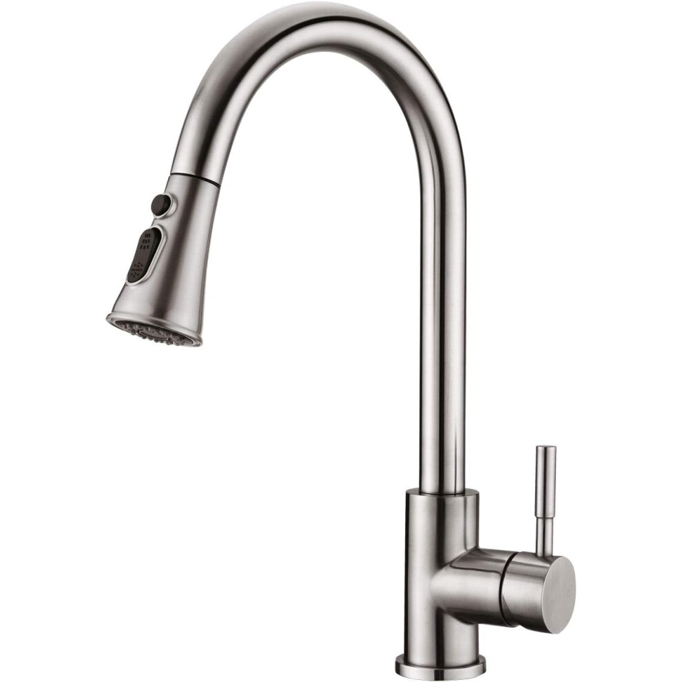 Effortless Kitchen Maintenance, Easy To Install Stainless Steel Faucet, Pull-Out Design Brushed Nickel Tap For Hassle-Free Upgrades 9466005077798