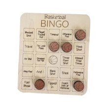 Wooden Game Bingo for the Family with Sports Cards Basketball