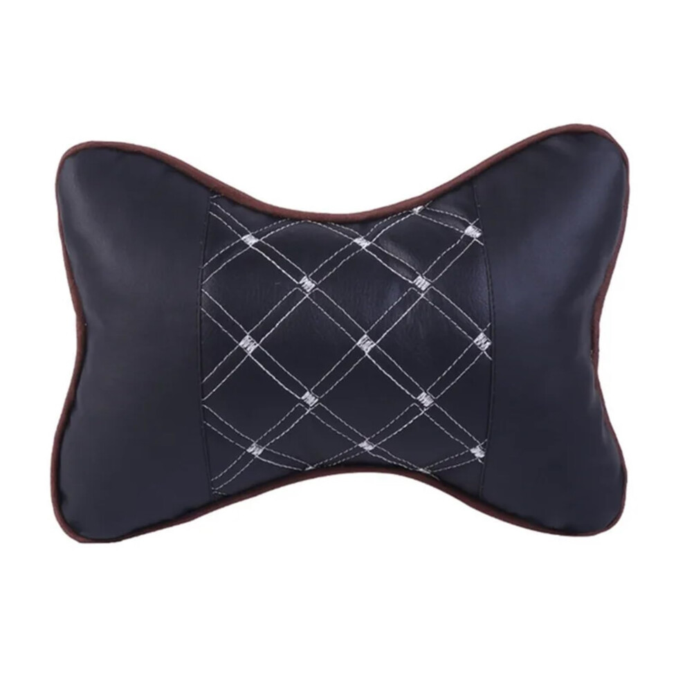 Car Neck Pillow Doublesided Pu Leather Headrest Ergonomic Support Universal Car Accessories Line Black/White 9119770228499