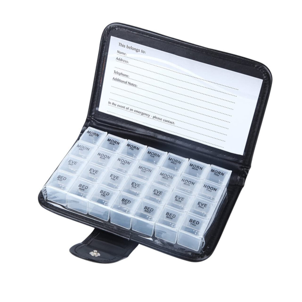 Day Pill Box Weekly Portable Medicine Organizer Travel Bag, Compact 7Compartment Daily Pill Box for Home Outdoor
