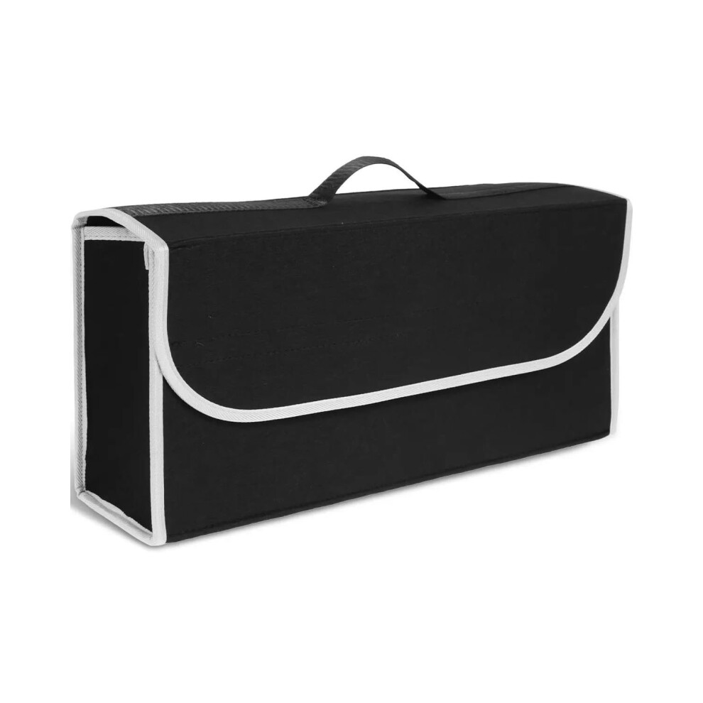 Car Back Seat Organizer Felt Cloth Collapsible Car Trunk Storage Box With Handle Large Capacity Black 9001264387747
