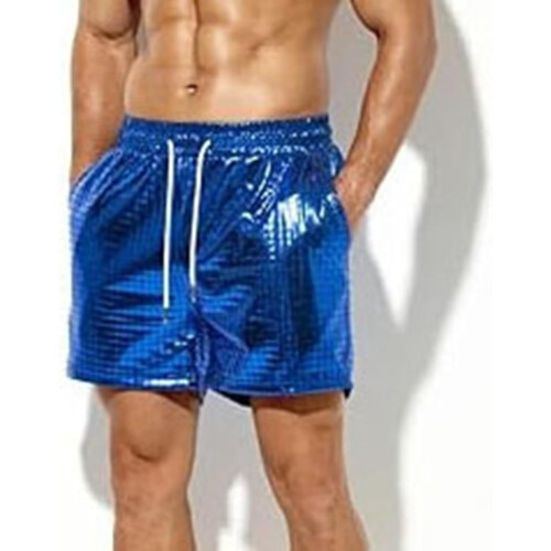 Men's Metallic Boxer Shorts Sequin Size M Blue Shiny 1