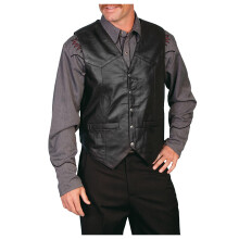 Leather Vest Men's Motorcycle PU Leather Cowl Vintage Biker Style Black XL With Zips And Buttons