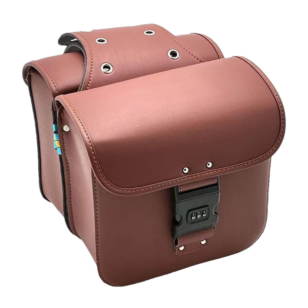 Waterproof Pu Leather Motorcycle Saddlebags With Large Capacity And Secure Lock Marrã³N 9323874519371