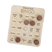 Bingo Game, Board Game, Table Game, Sports Theme, Sports Party Game, Wooden Night Game for Families, Large Groups, Kids, Basketball