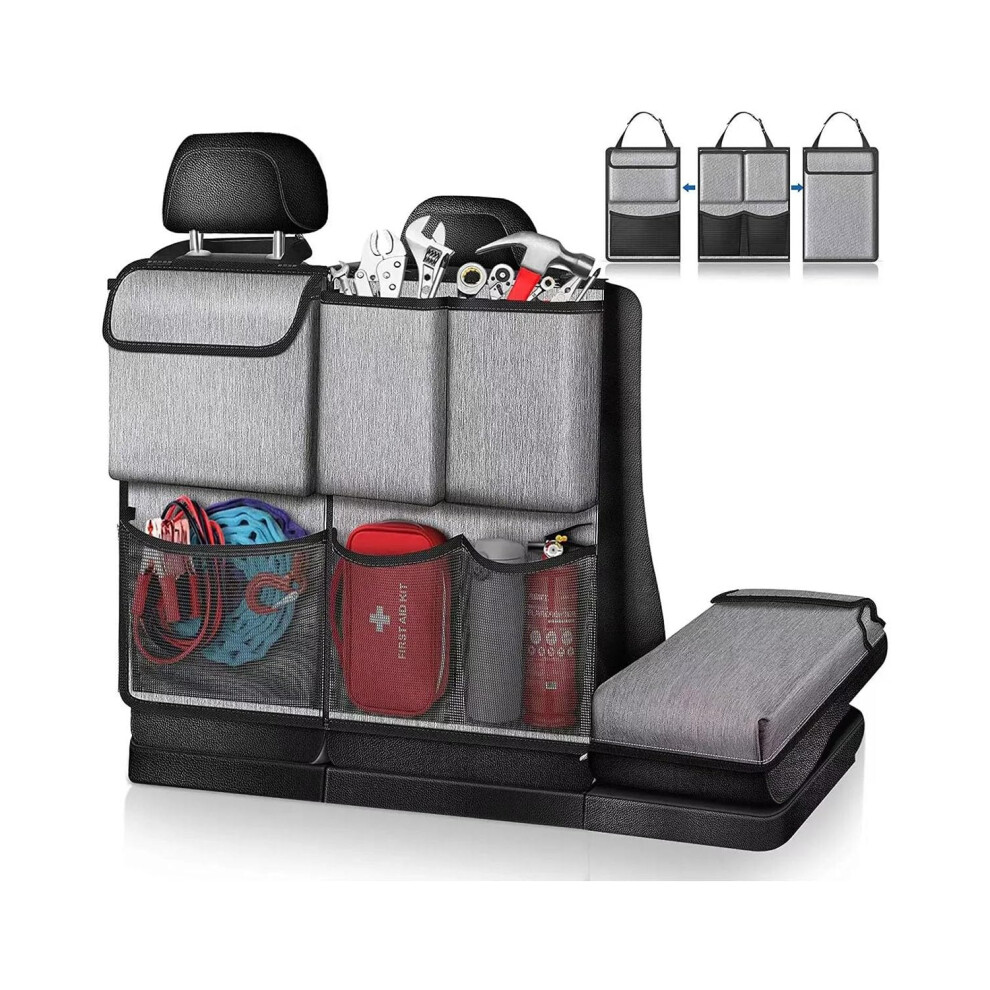 Car Seat Organizer And Car Trunk Organizer With Capacity Multipocket Waterproof Oxford Cloth Backseat Storage Bag Gray 9001264388201