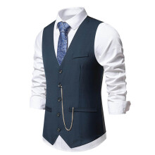 Gilet Men's Elegant Suit Vest Sleeveless Slim Fit Navy XXL Tuxedo Style For Wedding And Business