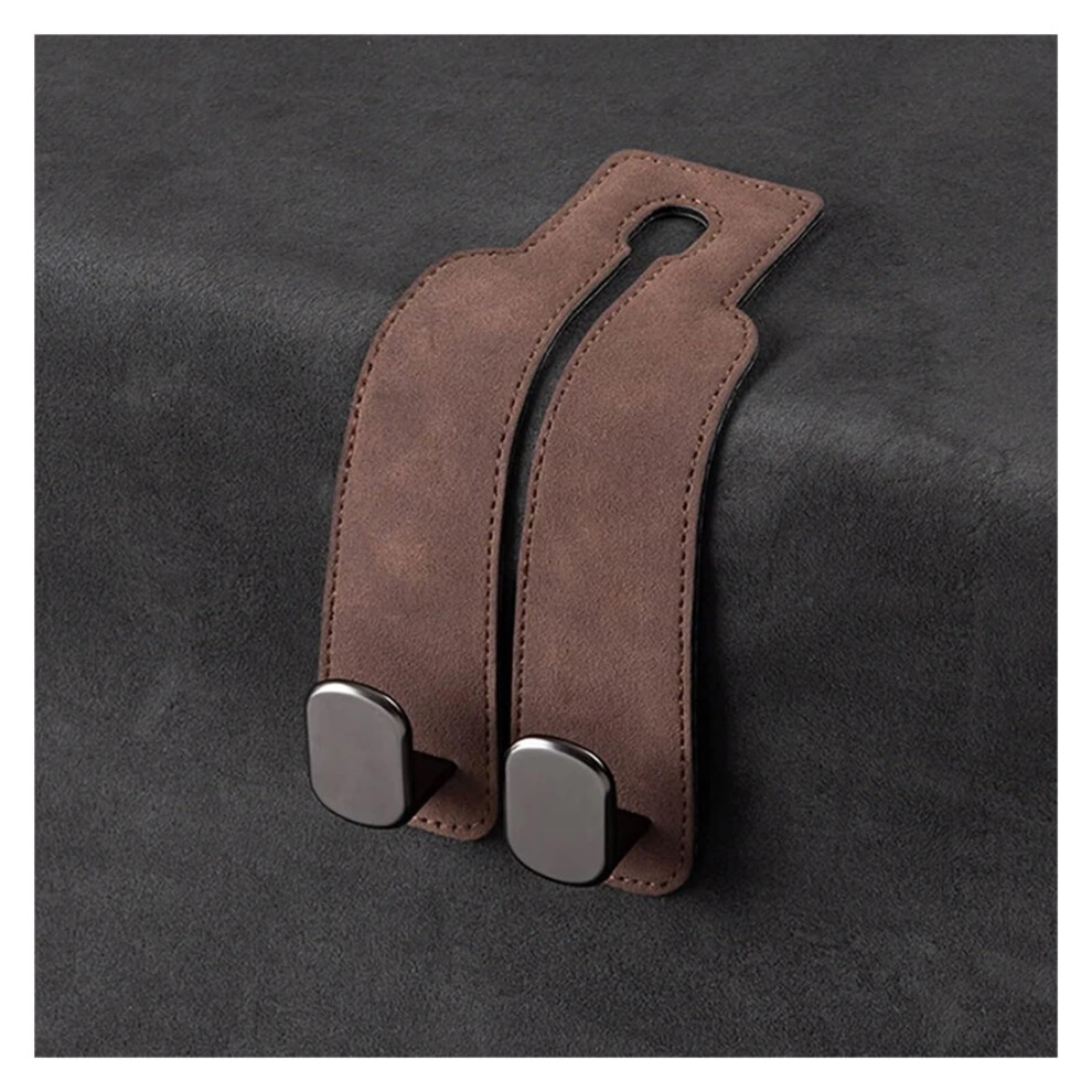 Car Interior Hook Leather Alloy Headrest Organizer For Citroen C3 C4 C5 Berlingo Picasso Brown 9323874519845