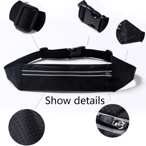 Bolsa de corrida ajustável, pochete de corrida com faixa refletora para celulares de até 6,7 polegadas. Material macio que proporciona conforto e 2