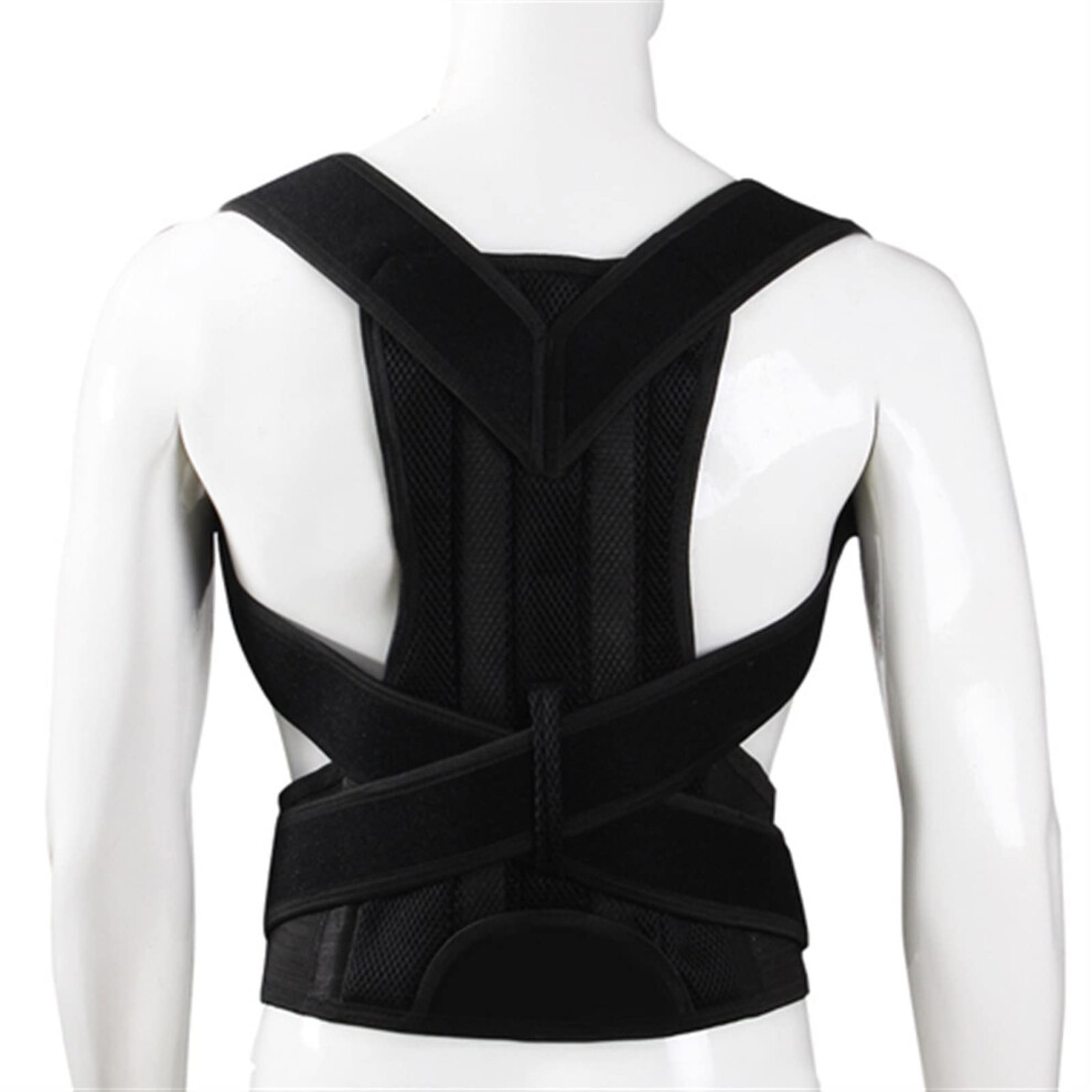 Black Posture Corrector Back Shoulder Straightener Belt, Upper Back Pain Relief, Cervical Spine Support, Xxl