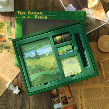 1 Set Oil Painting Light Shadow Series Sticker Pen Scrapbook Material Decoration Gift Box Creative DIY Collage Stationery Green Unit Size
